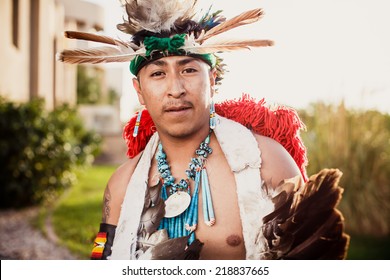 GALLUP , NEW MEXICO - AUGUST 04, 2013 : Native Americans with traditional costume participates at the annual Inter-tribal ceremonial night parade on August 04, 2013 in Gallup, New-Mexico, USA