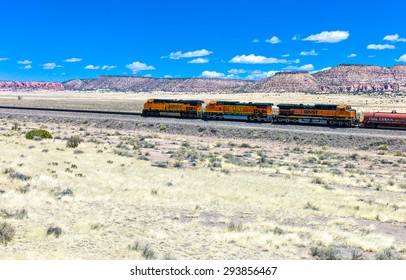 Gallup, U.S.A. May 23 2011: New Mexico, a train near the Route 66 going to Budville 