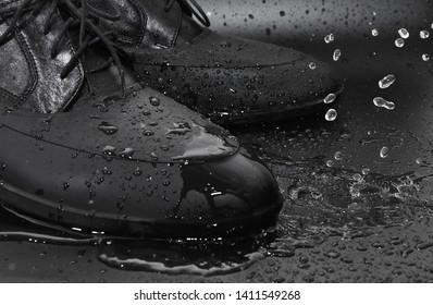 Galoshes And Water Drops, Waterproof Shoes 