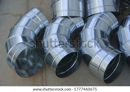 Similar – Image, Stock Photo Galvanized spiral ducts in the rain