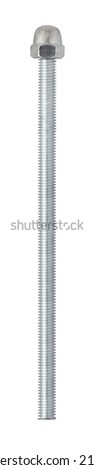 Galvanized metall threaded stud with cap nut for plumbing, stainless steel silver industrial equipment, Zinc Plated Stud Bolt Threaded Rod with Nut