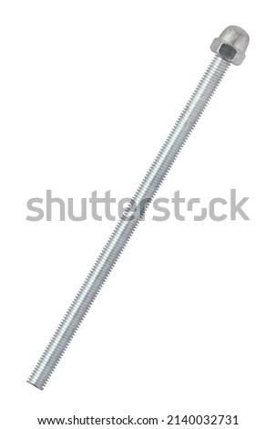 Galvanized metall threaded stud with cap nut for plumbing, stainless steel silver industrial equipment, Zinc Plated Stud Bolt Threaded Rod with Nut