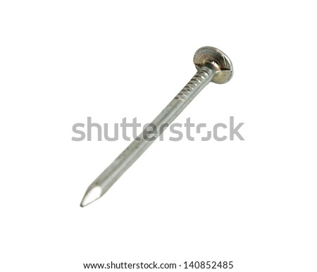 Galvanized nail isolated on a white background