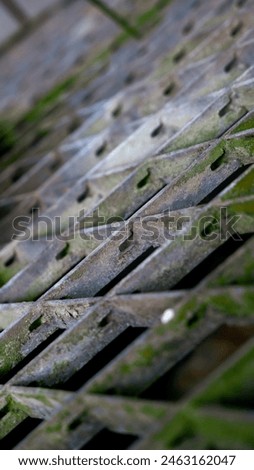 Galvanized steel pattern on moist place, can't corrotion but moss can still survive and life on their surface. Pattern industrial style smartphone potrait wallpaper.
