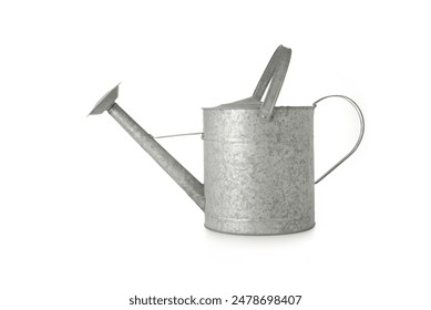 Galvanized  watering can isolated, on a white background