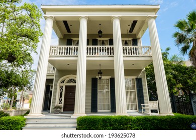 GALVESTON, TEXAS USA - MAY 6, 2014: The Silk Stocking Residential Historic District in Galveston contains beautifully restored vintage homes of the Queen Anne architecture style.