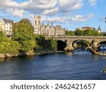 Galway city, buildings and architecture, Salmon Weir bridge, cityscape background, Irish landmarks, Ireland	