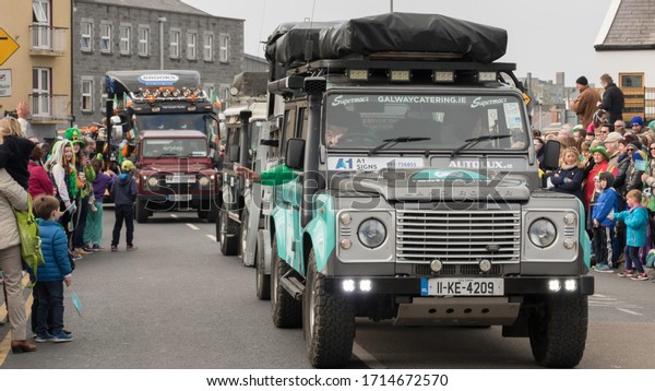 Galway City, Co.Galway, Ireland. March 17th,\
2016. Monster trucks make their way through St Patricks Day parade\
in Galway Ireland.