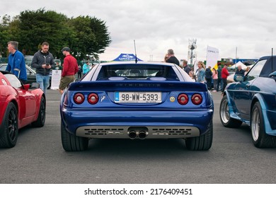 Galway, Ireland - July, 03. 2022: closeup shot of rear side of sport car Lotus at Classic fest 2022, festival with cars and vehicles 