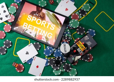 Gambling online casino Internet betting concept green screen. smartphone with poker chips, dice. Jackpot, casino chips. - Shutterstock ID 2289882937