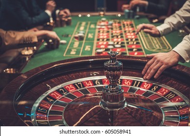 Gambling table in luxury casino.