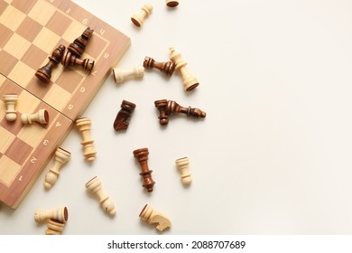 Game Board With Chess Pieces On White Background