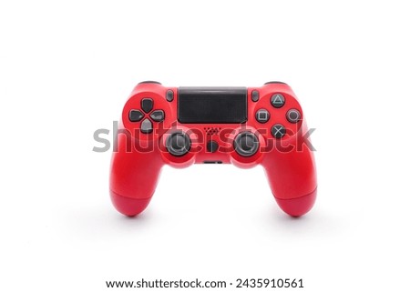 Game controller with blue and red lights - Selective Focus
