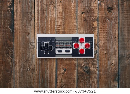 Game controller. Retro video game controller. Top view.