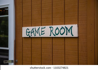 Game Room Sign On Wood Painted Summer Camp Cabin Camping Fun Games Play Playground Kids