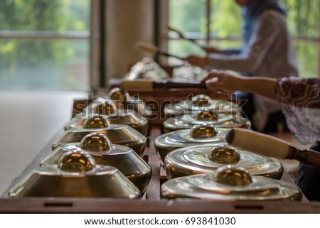 Gamelan, traditional percussive music instruments in Bali and Java, Indonesia
