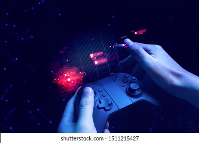 Gamer Boy Hand Holding Joystick Controller Stock Photo 1511215427 ...