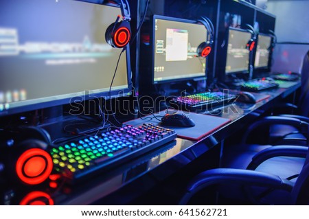 gamer computer on line in internet cafe ,esports concept