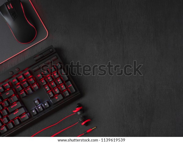 Gamer Workspace Concept Top View Gaming Stock Photo (Edit Now) 1139619539