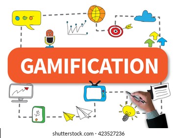 GAMIFICATION      Businessman Work On White Broad, Top View