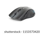 Gaming black computer mouse isolated on white background.