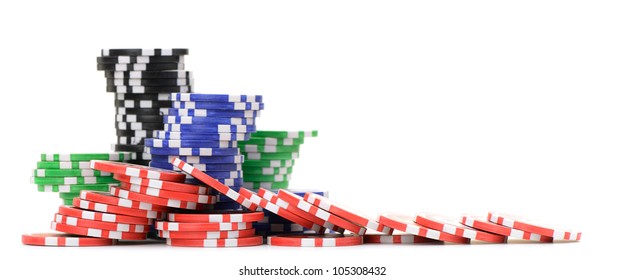 Gaming chips. Isolated on white background - Powered by Shutterstock