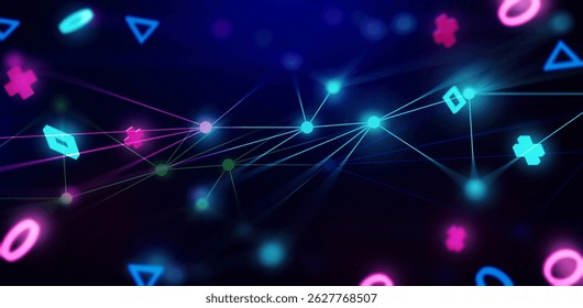 gaming geometry button icon floating on background, 3d illustration rendering, abstract of wallpaper for gamer