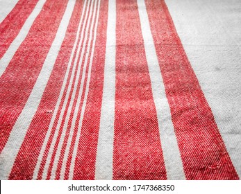 Gamosa ( Gamusa , Gamocha ) Cotton Cloth Red White Texure Background. 