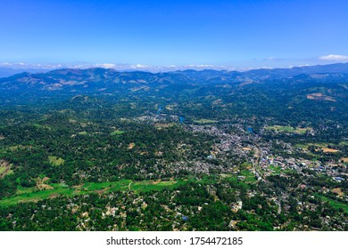 Gampola City in Central Province of Sri Lanka as seen from the top of Ambuluwawa Tower