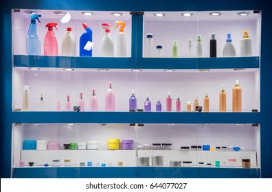 GANDHINAGAR, INDIA - February 9, 2015: FMCG Packaging Plastic Product Display At PlastIndia 2015 Exhibition Center Gandhinagar, Gujarat, India, Southeast, Asia.