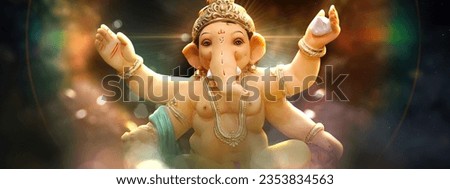 Ganesh Illustration of colorful hindu lord Ganesha on decorative background- Graphical poster modern art 3D wallpaper Ganpati