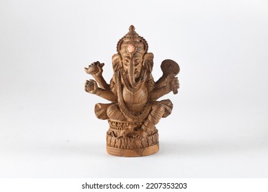 Ganesh, Resin Texture, Brown Wood Grain On White Background, Horizontal Image.