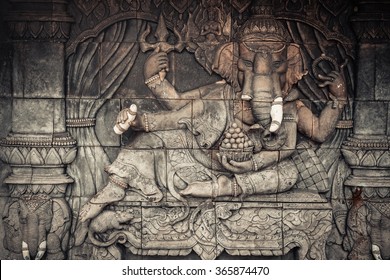 Ganesha god statue in public temple in Thailand, Ganesha God is elephant God in Hindu religion.