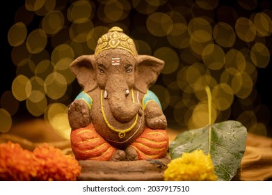 Ganesha Idol Made Out Of Clay, Husk And Dung.