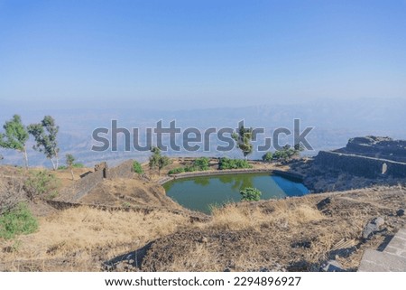 Gangasagar lake from rajgad fort, pune maharashtra india
