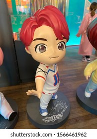Gangnam, South Korea - Oct 2019: Jungkook character figurine at the House of BTS Pop Up Store at Gangnam, Seoul which features limited edition merchandise and showcases MV sets of the group.
