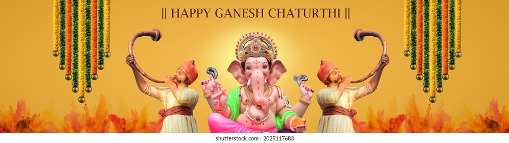 Lord Ganapati for Happy Ganesh Chaturthi festival religious banner  background Stock Vector Image by stockshoppe 298776920