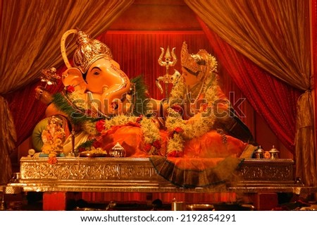 Ganpati. Ganesha. The famous idol of Shree Sharda Ganapati during Ganpati festival in Pune, Maharashtra, India. Ganesh Chathurthi. Mandai Ganpati.