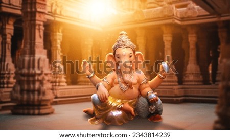 Ganpati, Lord Ganesh Illustration of colorful hindu lord Ganesha on decorative background- Graphical poster modern art 3D wallpaper on fort