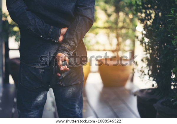 Ganster Dangerous Man Gun Shooting Stock Photo (Edit Now) 1008546322