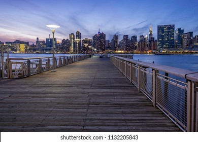 Gantry Plaza State Park in Long Island City with view of New York City in background