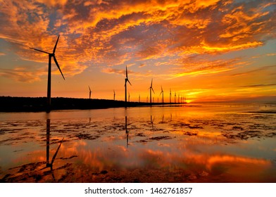 Gaomei Wetland Sunset In Taiwan