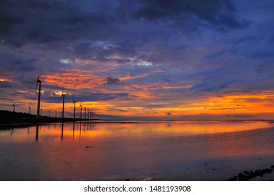 Gaomei Wetland Sunset In Taiwan