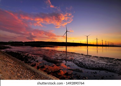 Gaomei Wetland Sunset In Taiwan