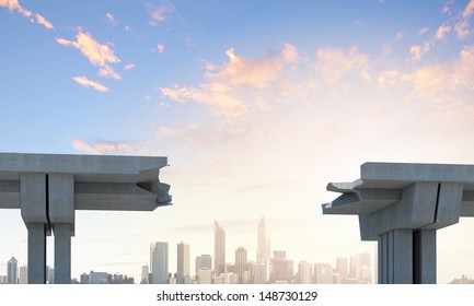 A Gap In The Concrete Bridge Ad A Symbol Of Risk And Danger