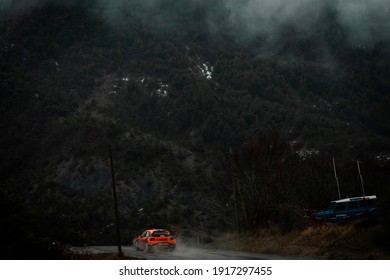 Gap, France; 01 22 2021: Rallye Monte-Carlo 2021. Aspremont - La Bâtie-des-Fonts 2.