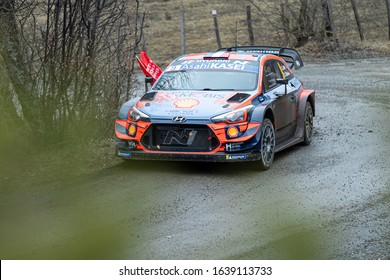 Gap, France - January 24th 2020 : Monte Carlo WRC, Sébastien Loeb And Daniel Elena In Their #9 Hyundai Shell Mobis WRT Hyundai I20 Coupe WRC