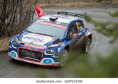 Gap, France - January 24th 2020 : Monte Carlo WRC, Yoann Bonato And Benjamin Boulloud In Their #26 Citroën C3 R5, WRC3