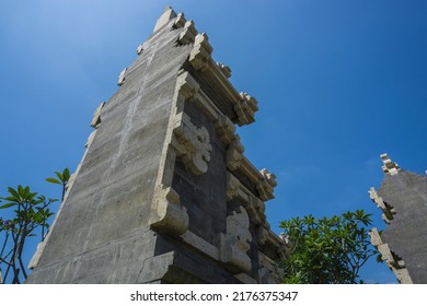 Gapura structure with blue sky background. Gapura is a structure that is an entrance or gateway to an area or area.