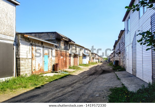 Garage Cooperative Long Line Car Garages Stock Photo Edit Now